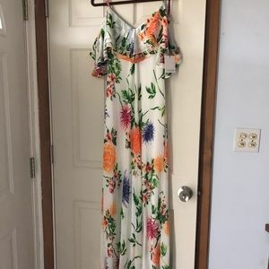 Calvin Klein flutter sleeve cold shoulder maxi dress NWT